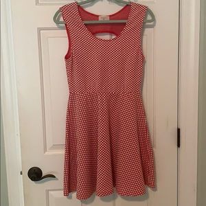 Red and white polka dot dress